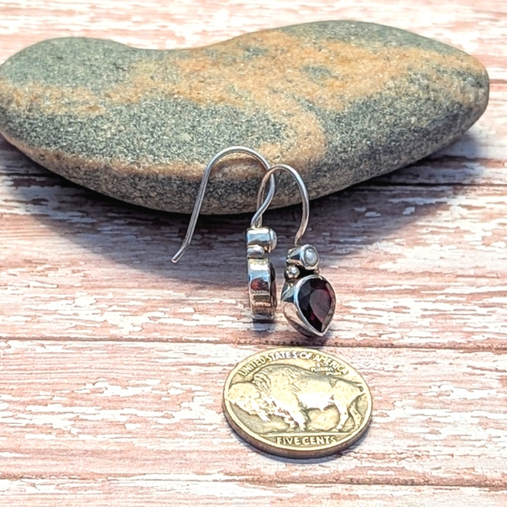 Silpada Get Glowing Sterling Silver with a Garnet and Pearl Earrings - Picture 4 of 6